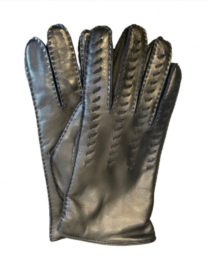 Garry - Men's Contrast Colour Cashmere Lined Leather Gloves