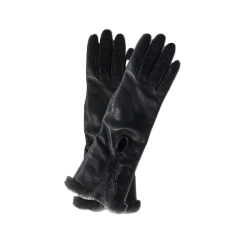 Veronique Mink Long - Women's Silk Lined Leather Gloves with Mink Cuff