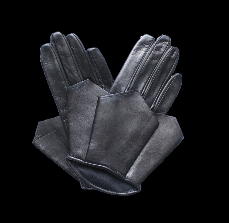 Bonnie - Women's Silk Lined Leather Gloves With Cuff Fall Detail