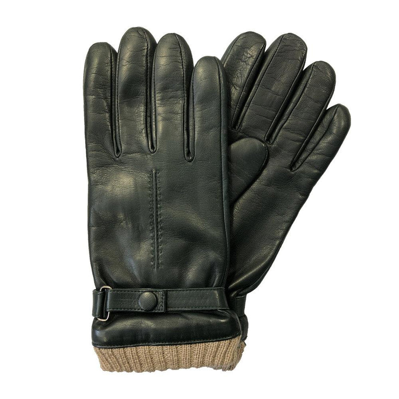 Kearney 2 - Men's Cashmere Lined Lambskin Leather Gloves with Knitted Cashmere Cuffs
