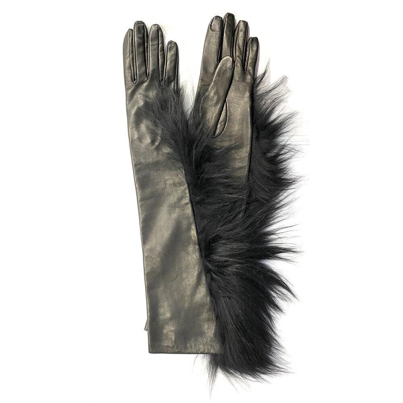 Eva - Women’s Silk Lined Fox Fur Leather Gloves