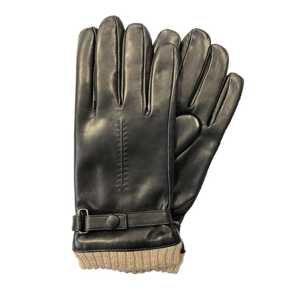 Kearney 2 - Men's Cashmere Lined Lambskin Leather Gloves with Knitted Cashmere Cuffs