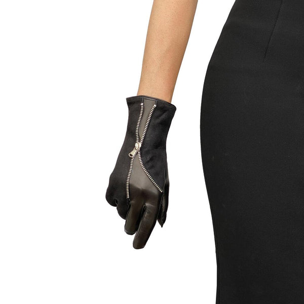 Jacqueline 3 - Women's Silk Lined Leather Gloves with Zip Detail