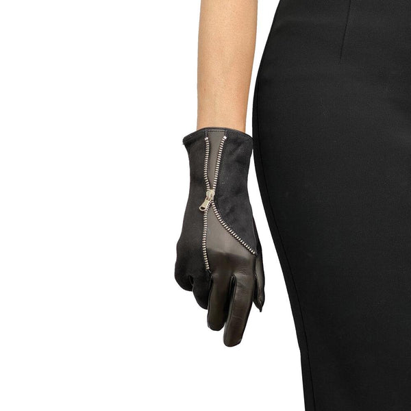 Jacqueline 3 - Women's Silk Lined Leather Gloves with Zip Detail