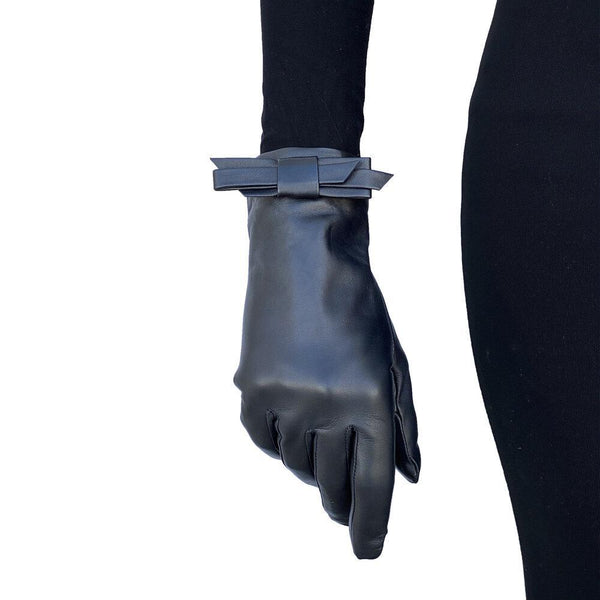 Meryl - Women's Classic Bow Silk Lined Leather Gloves