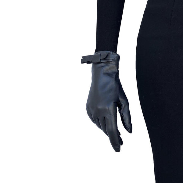 Meryl - Women's Classic Bow Silk Lined Leather Gloves