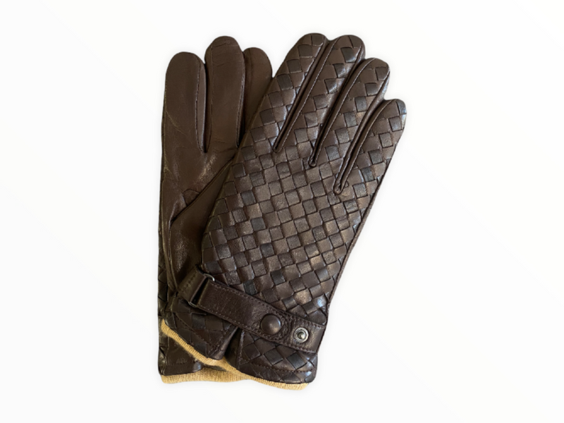 Hamilton 2 - Men's Cashmere Lined Leather Gloves with Woven Detail