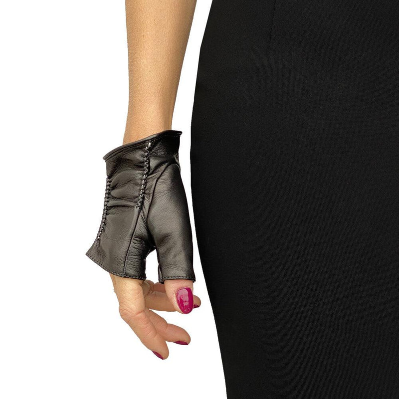Renee Cuff - Women's Fingerless Silk Lined Leather Gloves