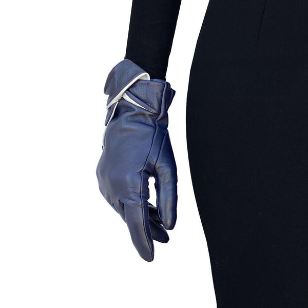 Tessie - Women's Silk Lined Leather Glove with Tie Detail