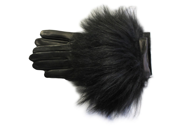 Veronique Mongolian - Women's Sheared Fur Cuff Leather Gloves