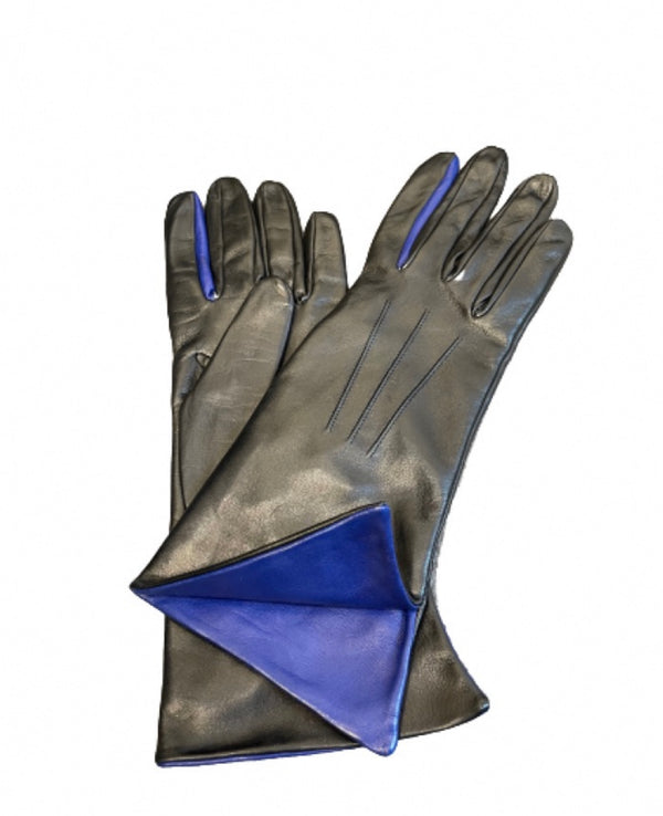 Sophia - Women's Silk Lined Contrast Leather Gloves