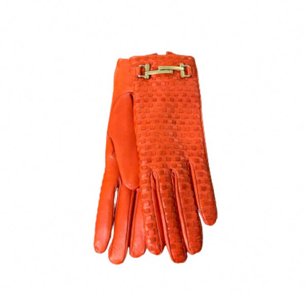 Hedi - Women's Cashmere Lined Leather Woven Gloves