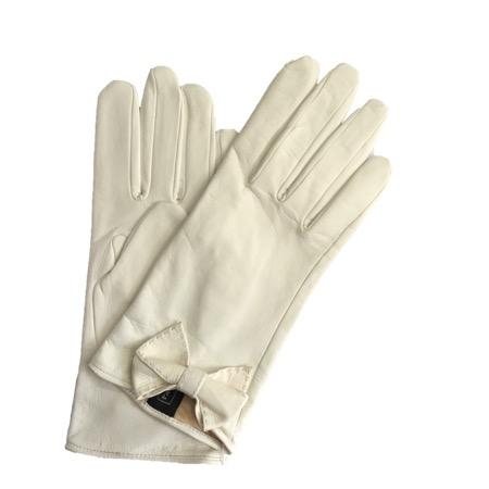 Minnie Side Bow - Women's Silk Lined Leather Gloves