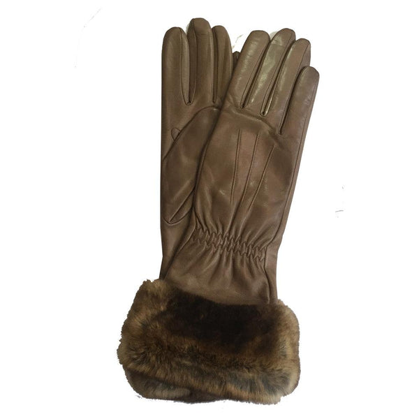 Nikita - Women's Cashmere Lined Leather Gloves with Fur Cuff