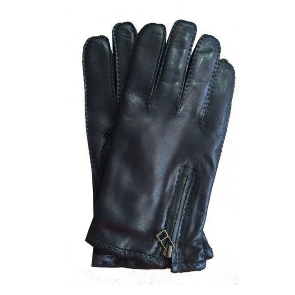 Richard E - Men's Cashmere Lined Leather Gloves with Zip Cuff