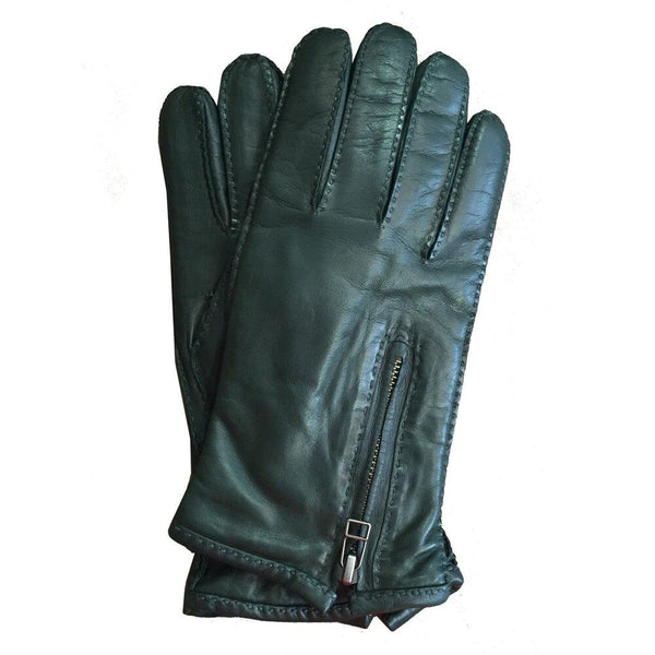 Richard E - Men's Cashmere Lined Leather Gloves with Zip Cuff